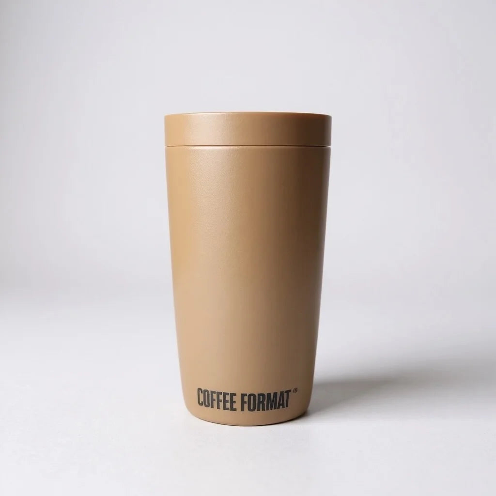 Kubek termiczny do kawy Coffee Format, w kolorze brązowym, z motywem mapy, o pojemności 350 ml