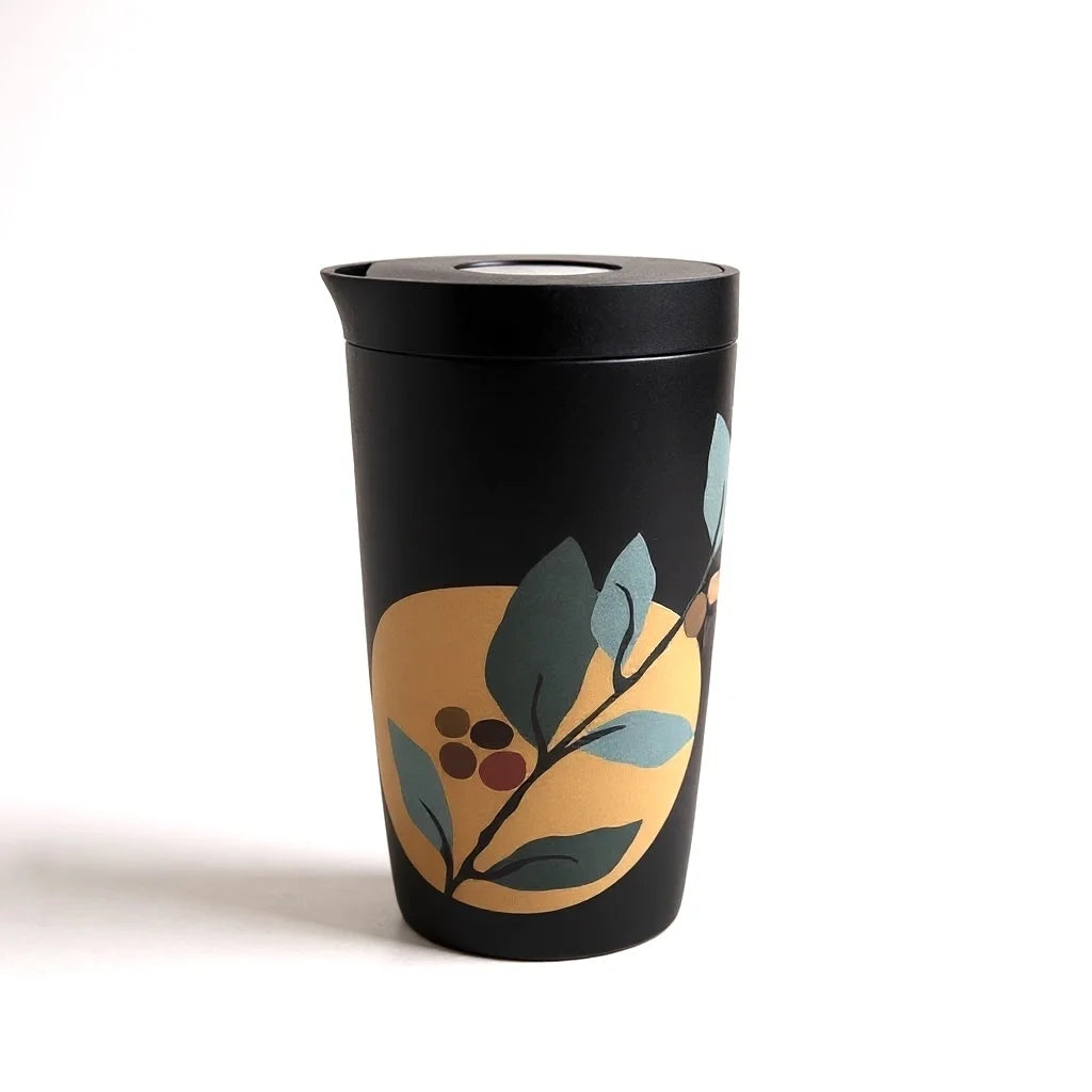 Kubek termiczny do kawy Coffee Format, w kolorze czarnym, z motywem abstrakcji, o pojemności 350 ml