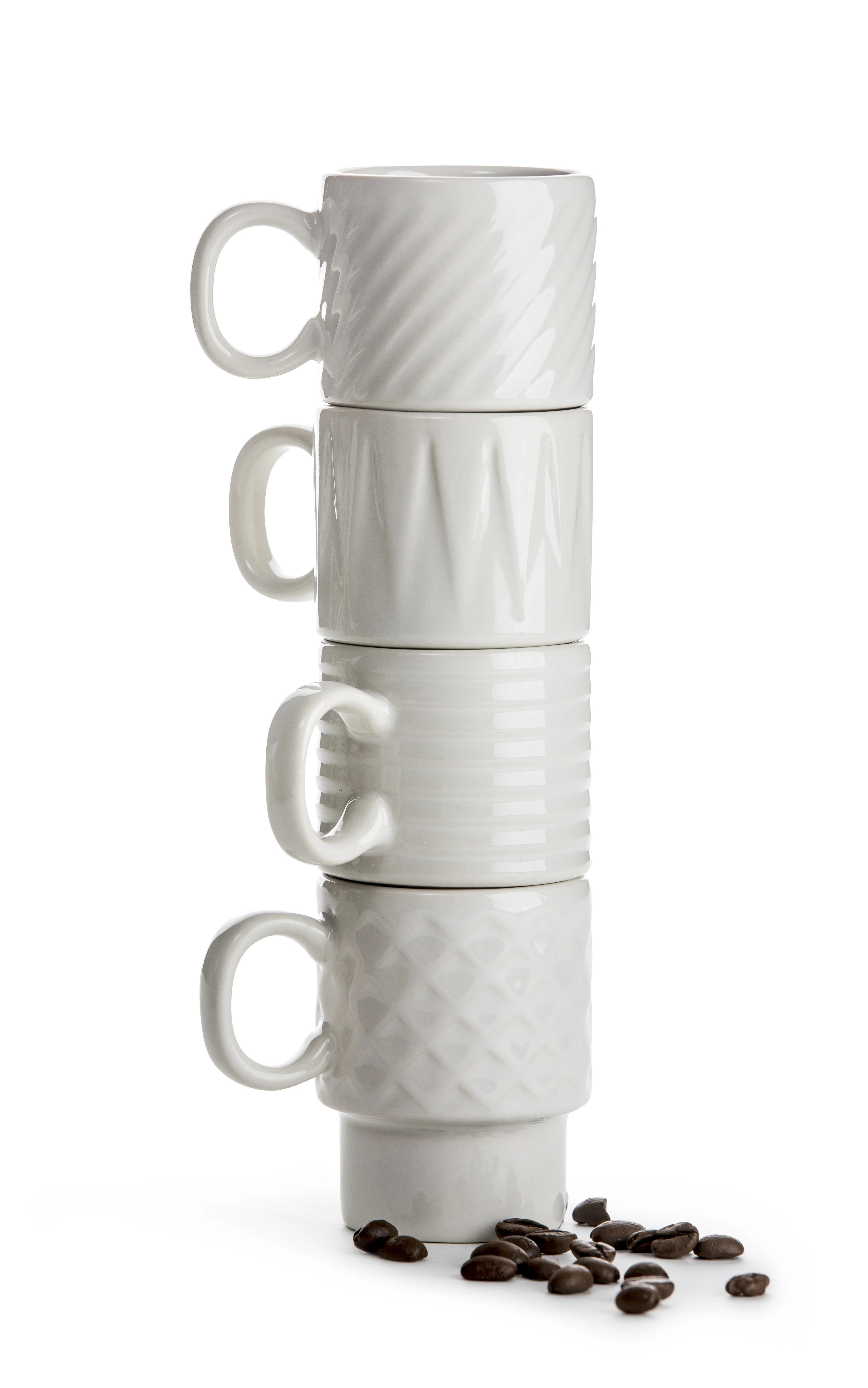 Coffee - filiżanki do espresso, 4 szt., białe, ceramika, 0,1 l